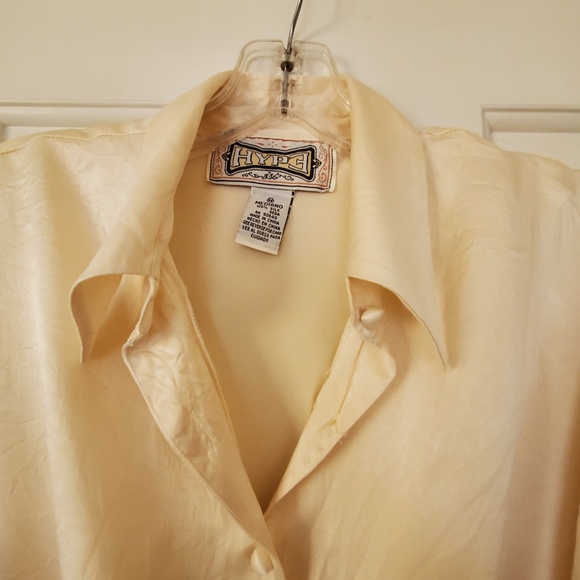 HYPE Vintage 1980's Cream 100% Silk Fitted Style Top Blouse  Women's Medium - Picture 2 of 4